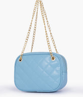 Sky blue quilted rectangle cross-body bag